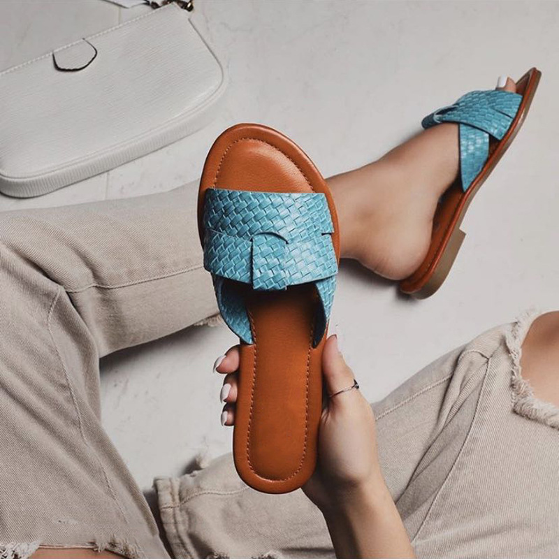 Fashion Flat Slippers Women Summer Beach Shoes Girls Size 42