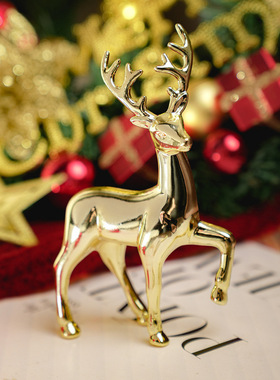 Golden Deer Statue Reindeer Figurines Plastic Elk Sculpture