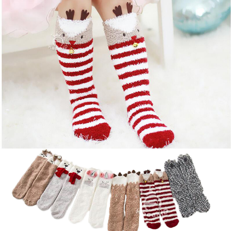 Autumn Winter Kids Warm Socks Cute Animal Boy Girl Coral Fle