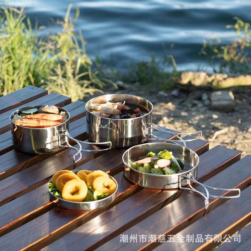 Stainless Steel Outdoor Portable Cookware Set Stockpot