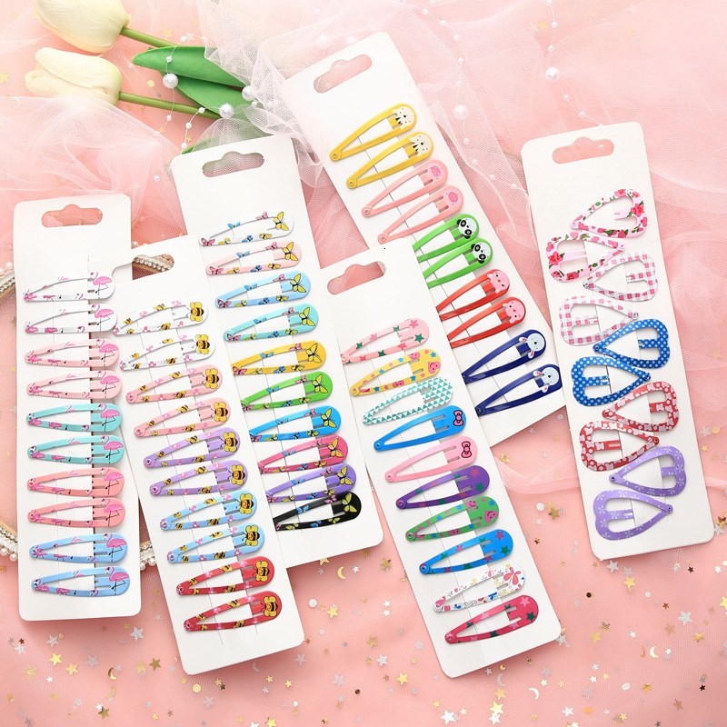 10 Pieces High Quality Printing Snap Hair Clips For Kids跨境