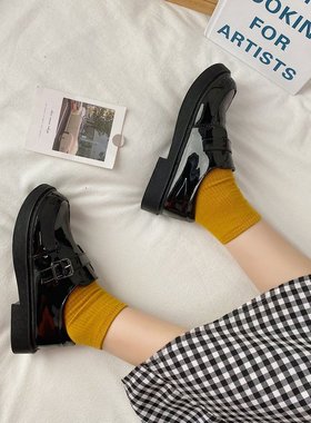 2022秋季新款单鞋女鞋深口日常青年PU漆皮纯色胶粘鞋单鞋2021年春