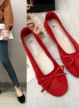 仙女风时尚豆豆单鞋一脚蹬2021春款平底软底韩版奶奶鞋女