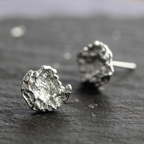 纯银925复古男女同款陨石坑耳钉
