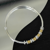 稻铃 足银999.9描金唐草纹锤纹推拉手镯手环万贯盘缠复古风新中式