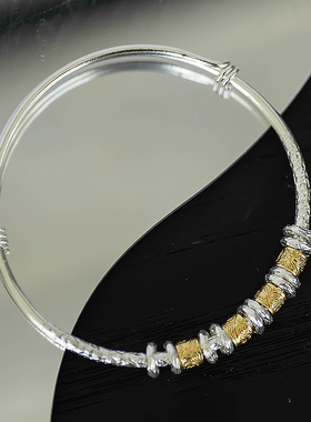 国风男女足银描金手镯