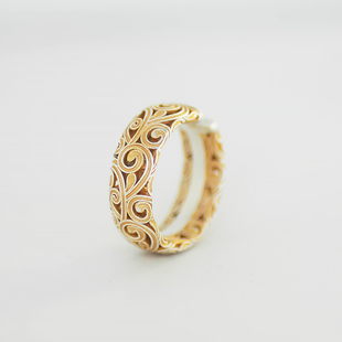 秋实 祥云唐草纹足银999描金镂空戒指开口重工新中式古法轻奢礼物