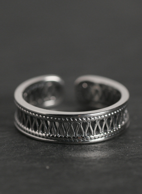 戒指纯银925复古国风男女