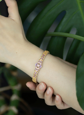 足银9999描金珐琅彩国风手镯