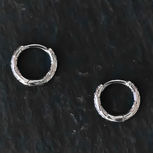 两舍 纯银S925圆圈耳环耳圈祥云福纹小众耳骨钉浮雕光面国风新款