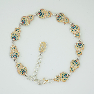 凭澜 轻奢宝相花520礼物 足银9999描金珐琅彩葫芦手链国风新中式