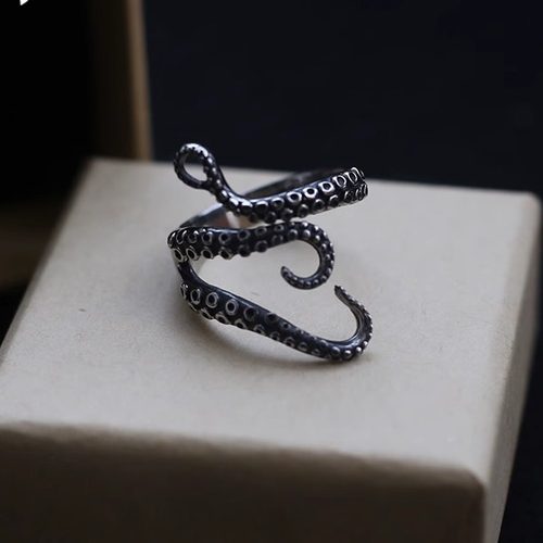 克拉肯钛钢精雕吸盘男女款戒指环