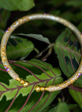 韶华足银9999描金樱花葫芦手镯