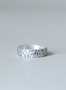 男款足银中国风精雕手工戒指