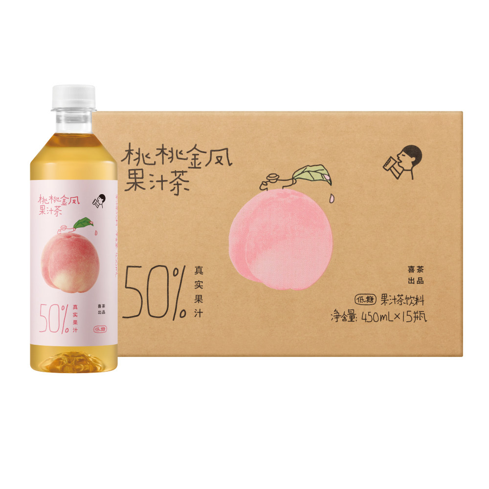 喜茶地中海桃桃金凤果汁茶饮料450ml*15瓶装整箱低糖50%果味饮料