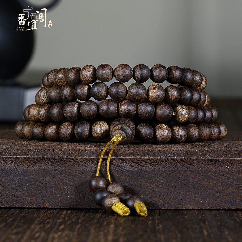 天然正宗沉水级白奇楠沉香手串男108颗念珠佛珠越南芽庄木手链女