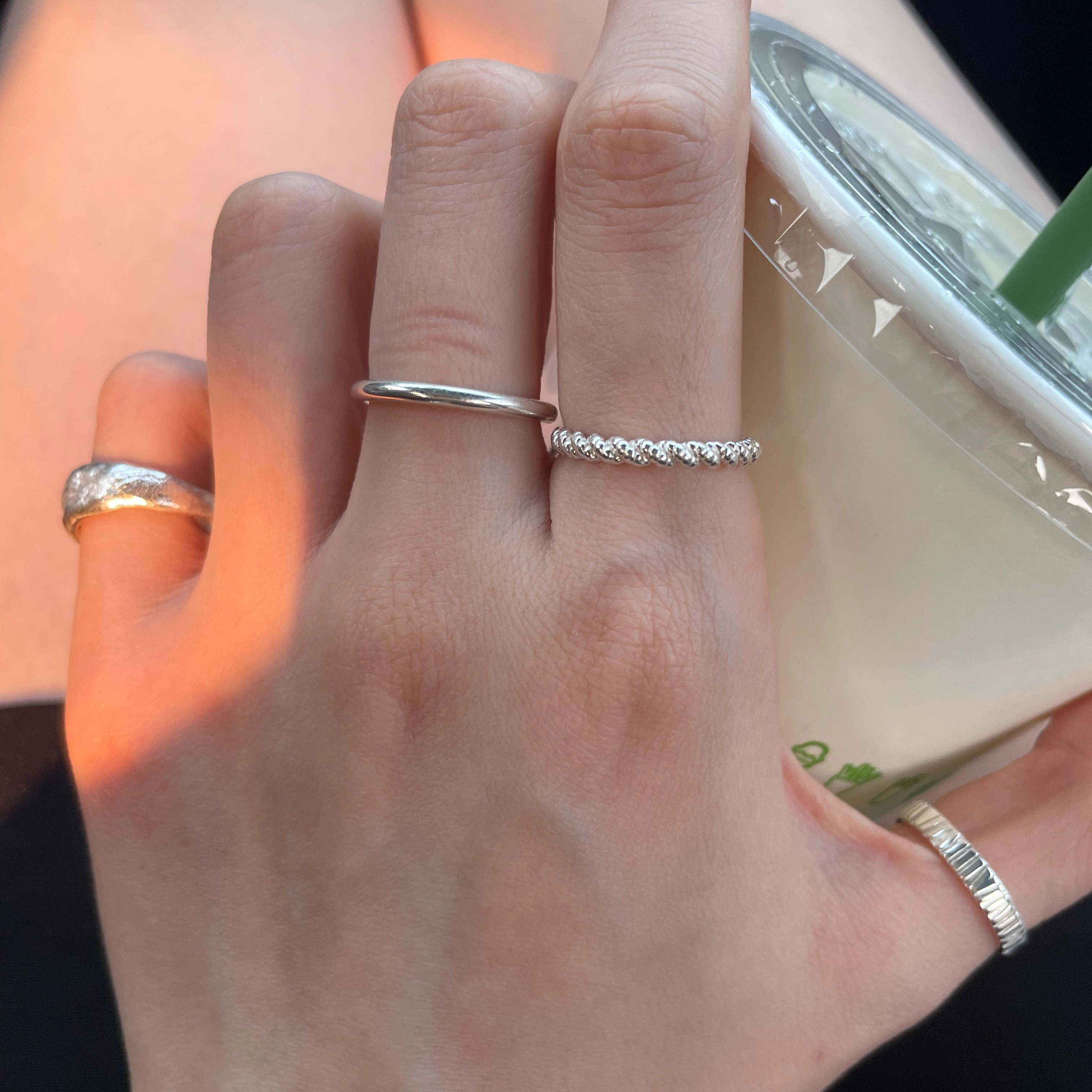 ChaliMizi女纯银极简风ins戒指