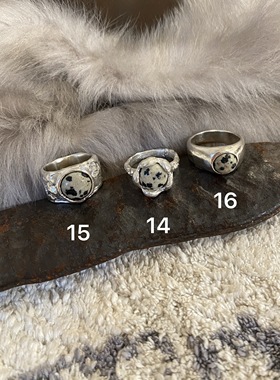 孤品/斑点石925纯银实心纯手工小众设计戒指男女送礼情人节礼物