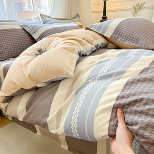 北欧简约纯棉被套单件150×200×230被罩四季 通用100全棉被子套男