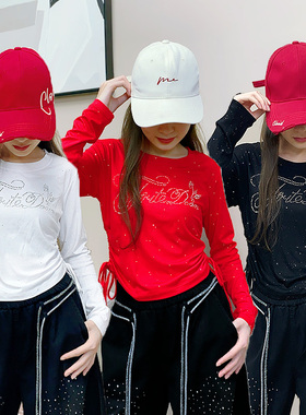 纤伽【闪钻洒银】秋季新款舞蹈上衣时尚抽绳广场舞曳步舞跳舞衣服