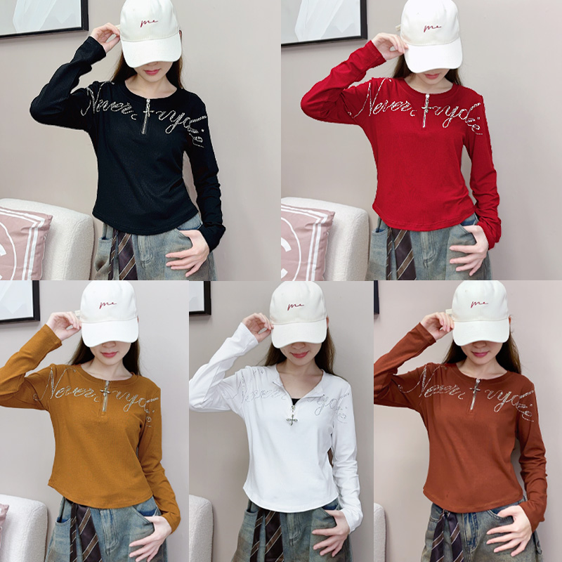 纤伽【字母水晶钻】秋冬新款一衣多穿显瘦百搭时尚广场跳舞服长袖