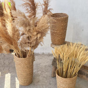 田园草编花盆花篮芦苇花瓶插花编织干花花篮落地装饰民宿酒店玫瑰