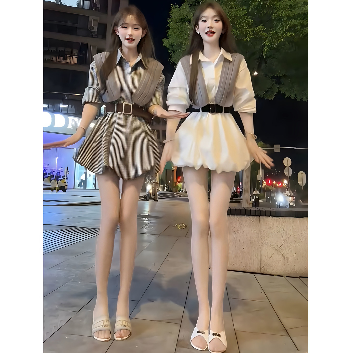 新款绝美2026巨好看早春漂亮连衣裙女春秋季披肩收腰中长款衬衫裙