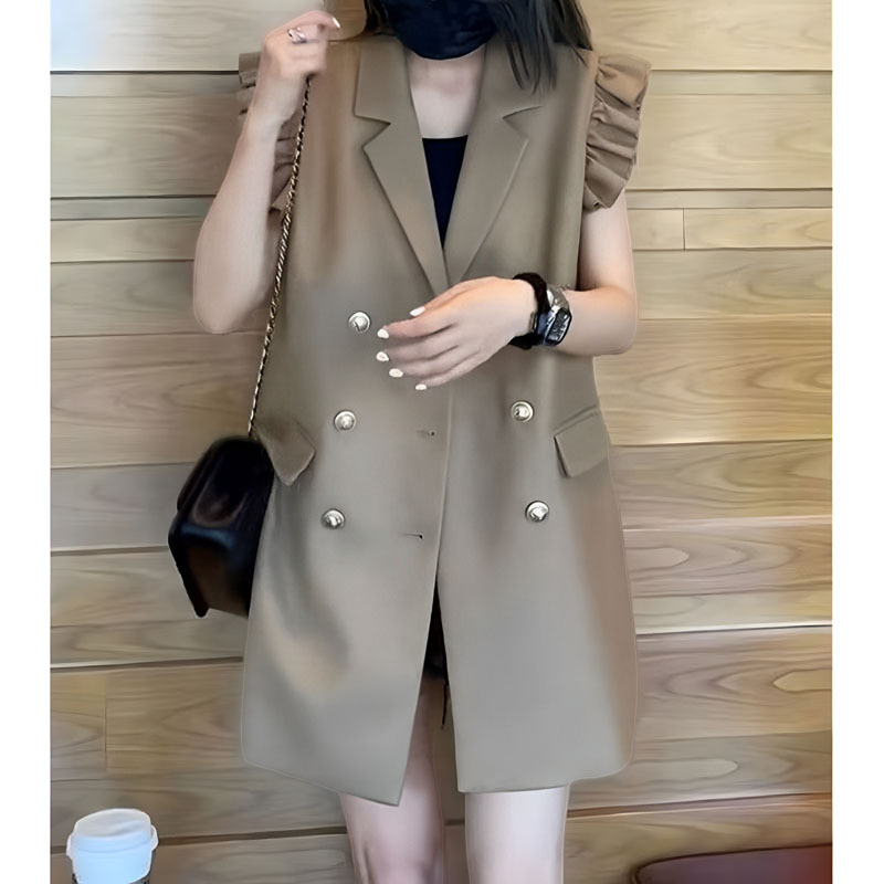 独特漂亮时尚高级感气质西装马甲女春秋超好看炸街百搭荷叶边外套