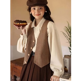 法式复古学院风叠穿小马甲女2026春秋新款今年流行爆款英伦两件套