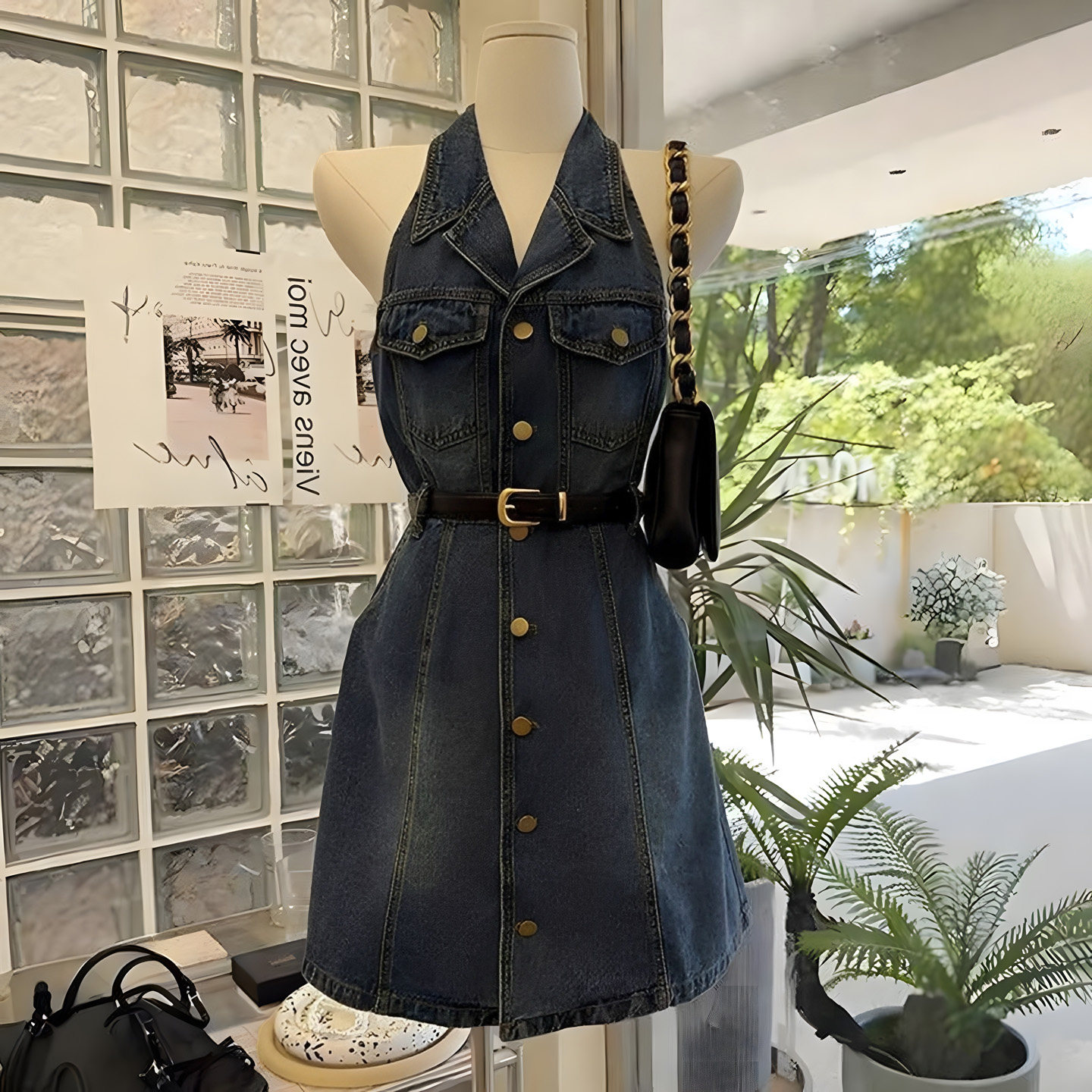 2026正流行时尚性感港风牛仔无袖连衣裙女夏小个子收腰显瘦短裙子