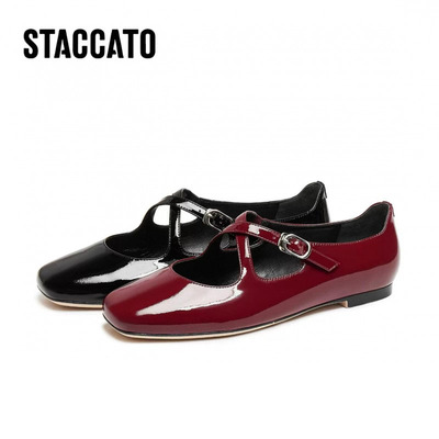 思加图2025秋新款时尚爱丽丝玛丽珍鞋法式复古平底女单鞋R0522CQ5