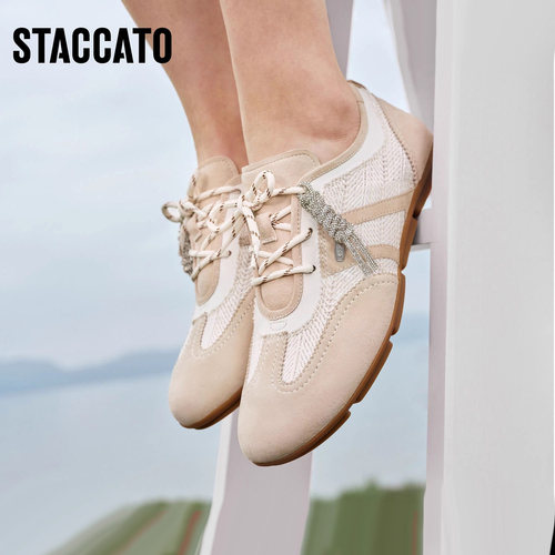 思加图2026新款琴键音符复古德训鞋阿甘鞋休闲鞋女平底鞋EG711AM6