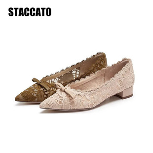 单鞋 思加图2026新款 优雅复古气质浅口鞋 平底鞋 EG419AQ6 一脚蹬女鞋