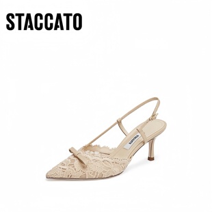 包头凉鞋 气质细高跟鞋 女EC134AH5 Burano仙女鞋 思加图2025春新款