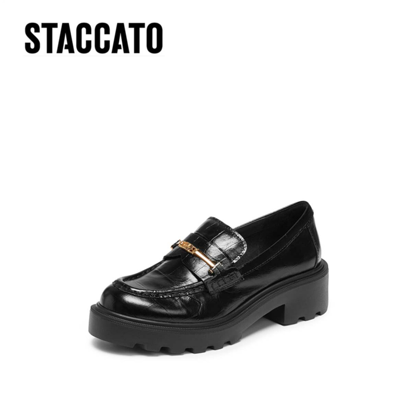 思加图2025新款曜金爵士英伦风复古乐福鞋一脚蹬小皮鞋女EGB55CA5