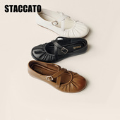 新款 女鞋 奶油糯米芭蕾舞鞋 平底鞋 EG724AQ6 玛丽珍鞋 思加图2026春季