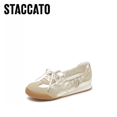 思加图2025春季新款奶油卷复古芭蕾德训鞋小白鞋单鞋女鞋EPN14AA5