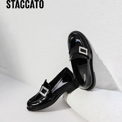 思加图2026新款英伦风复古乐福鞋一脚蹬小皮鞋增高女单鞋9UL22AA6