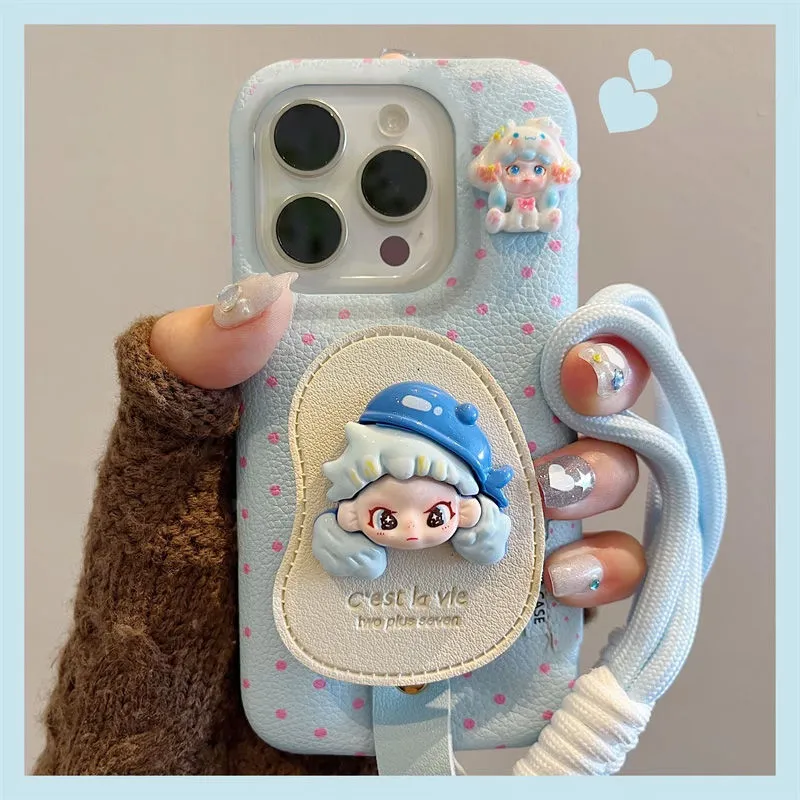 皮革支架苹果16ProMax手机壳iPhone15Pro新13女12软14皮纹XR手绳