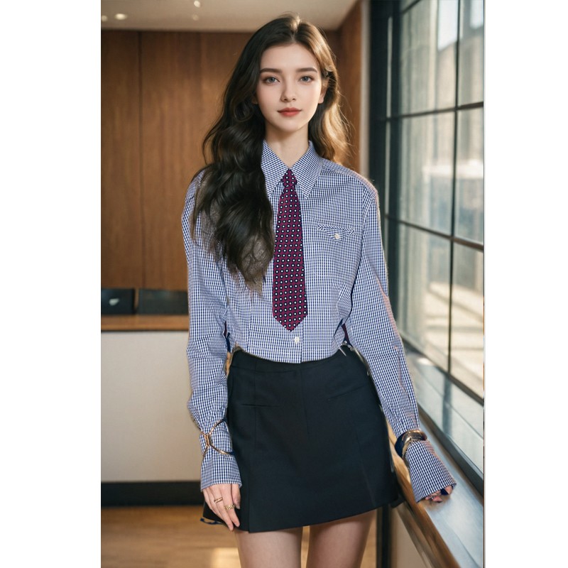 2025新款知识分子风百搭格子衬衫
