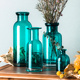 玻璃瓶花瓶摆件客厅插花法式 餐桌装 饰品轻奢水养器皿复古绿色水培