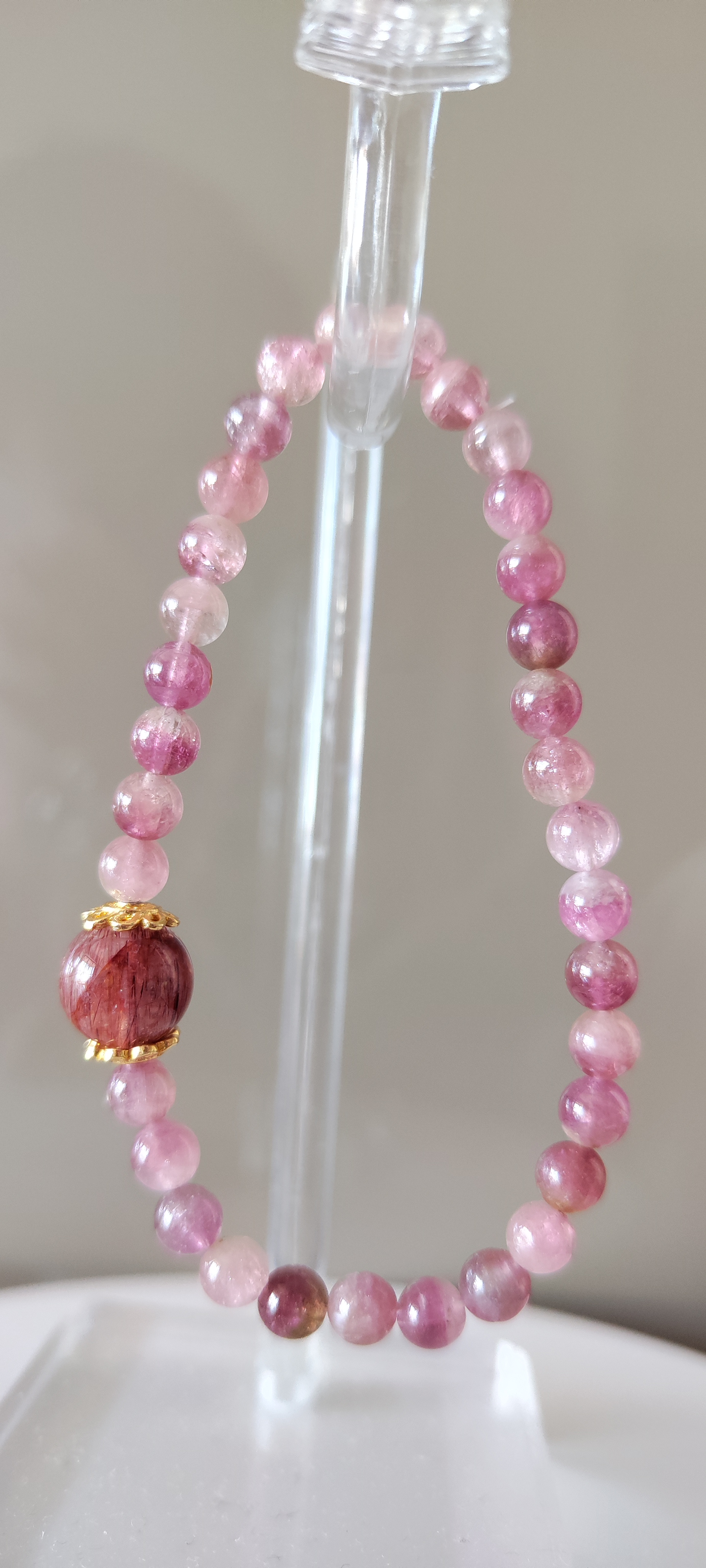 天然碧玺手串粉色西瓜碧玺女款单圈碧玺百搭饰品礼物送女友闺蜜