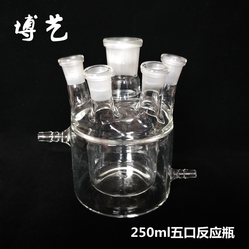 5口反应瓶250ml五口反应釜双层