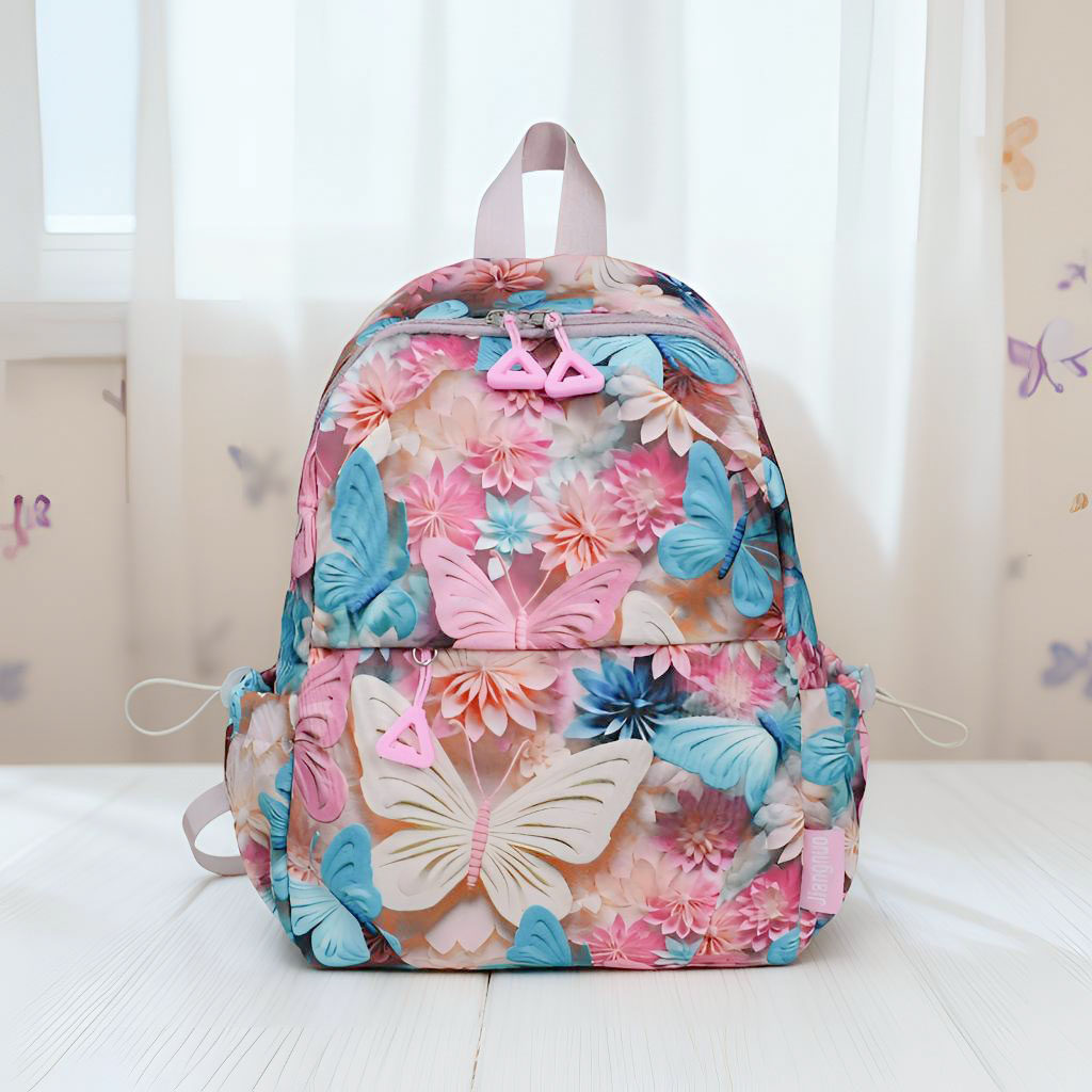 印花时尚双肩包大容量女士背包多功能潮流女士中老年休闲百搭胸包