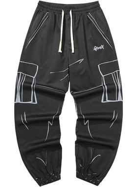 GENANX闪电潮牌紫色卫裤无性别街头风手绘印花22FW弹力束脚运动裤