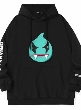 GENANX闪电潮牌2025春季新款无性别红色卫衣简约情侣连帽重磅卫衣