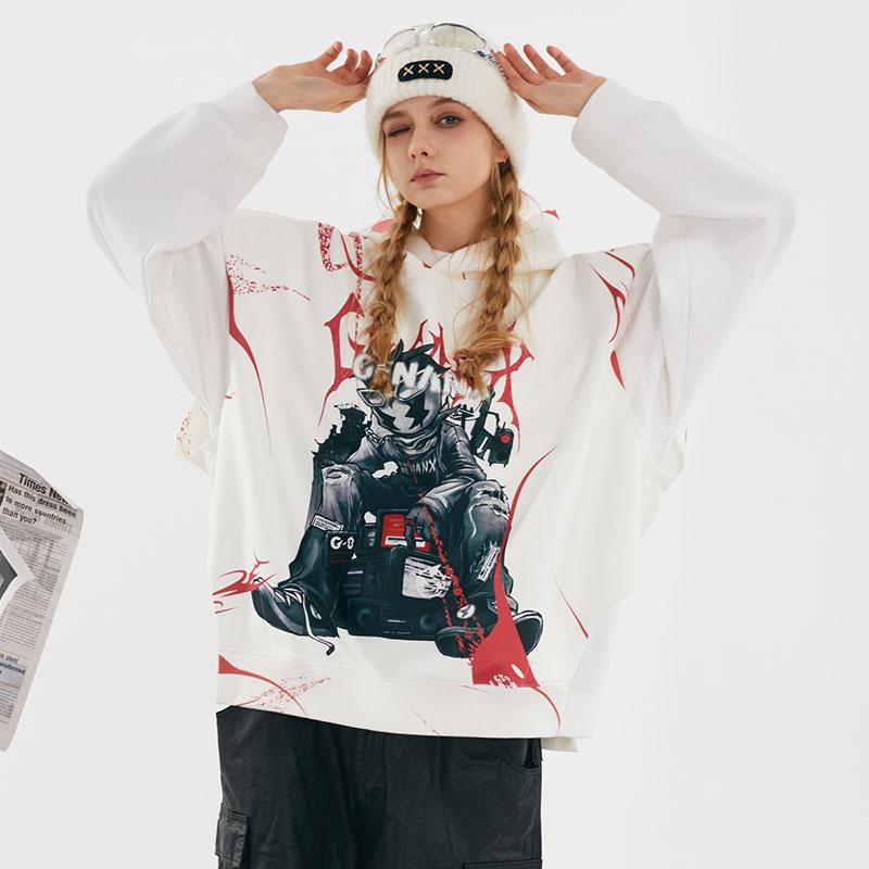 GENANX闪电潮牌2025新品背心连帽卫衣男太空棉抗皱无袖套头上衣男