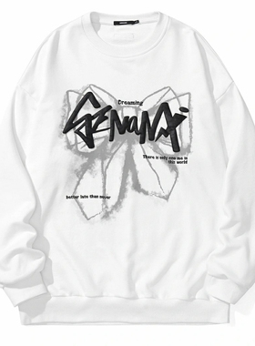 GENANX闪电潮牌白色上衣无性别发泡印花休闲秋季新款纯棉套头卫衣