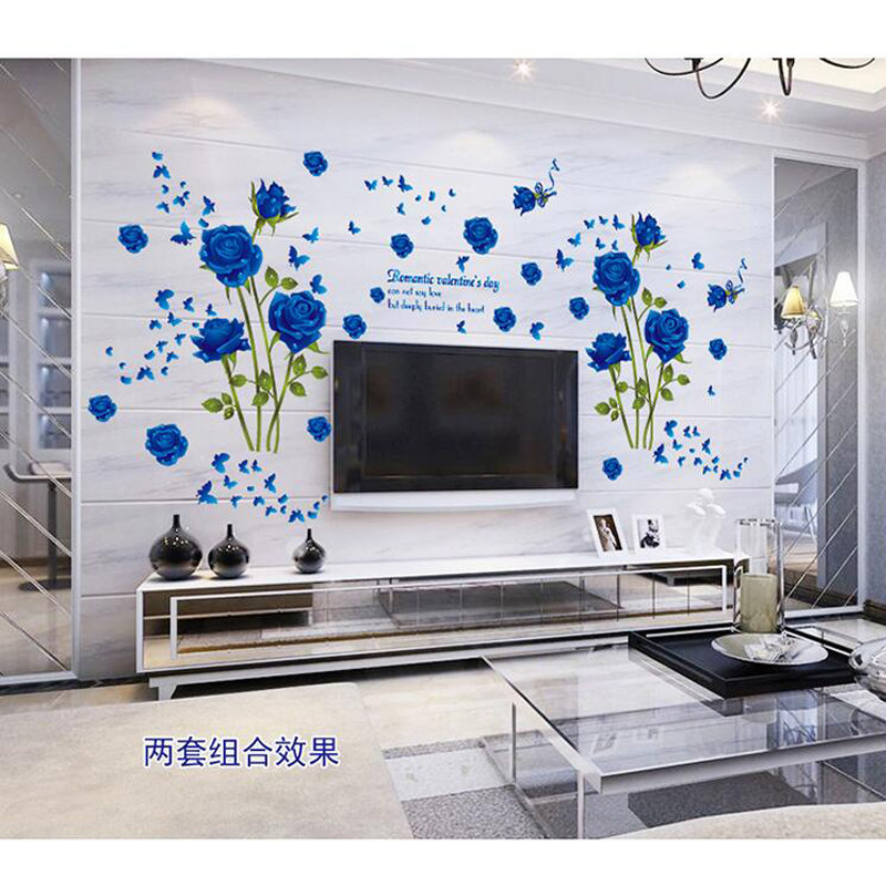 浪漫婚房床头结婚墙贴画婚庆背景墙壁纸卧室温馨墙纸玫瑰贴画自粘