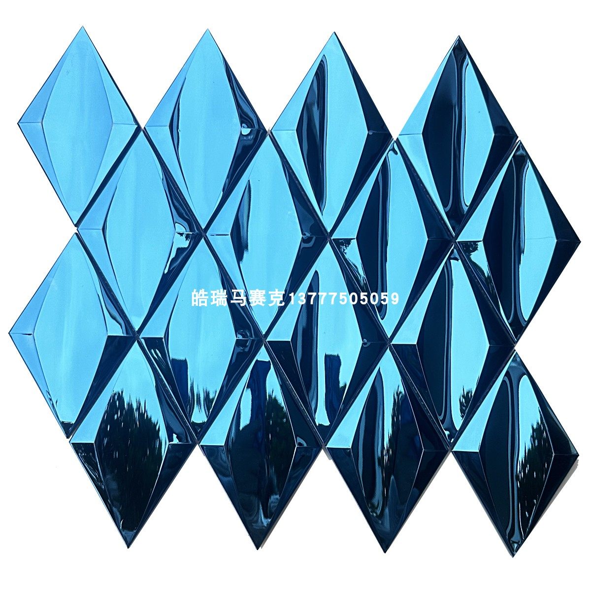 菱形3D立体不锈钢马赛克镜面金属墙砖瓷砖别墅酒吧KTV酒店墙贴